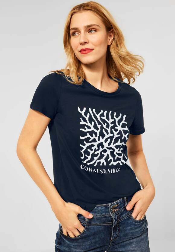 STREET ONE T-Shirt mit Partprint Damen - Grand Blue | STREET ONE Online-Shop | Shirtkleider