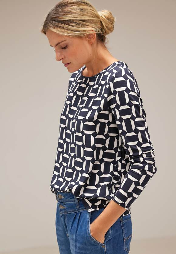 STREET ONE Shirt mit grafischem Muster Damen - Deep Blue | STREET ONE  Online-Shop