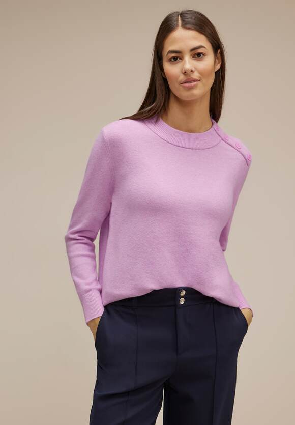STREET ONE Pullover mit Knopfdessin Damen - Soft Rose Melange | STREET ONE  Online-Shop