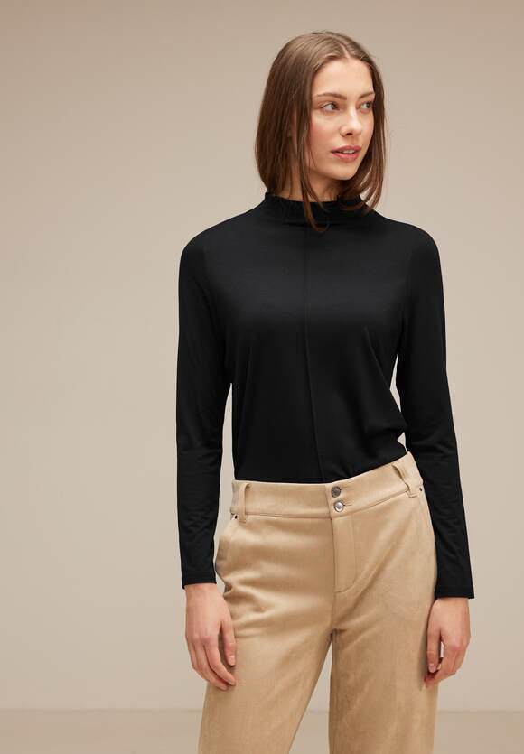 STREET ONE Basic Langarmshirt Damen - Black | STREET ONE Online-Shop