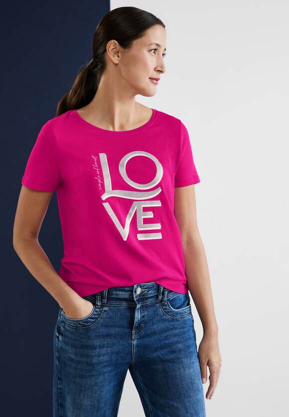 STREET ONE T-Shirt mit Wording STREET Online-Shop ONE | Pink Damen - Nu