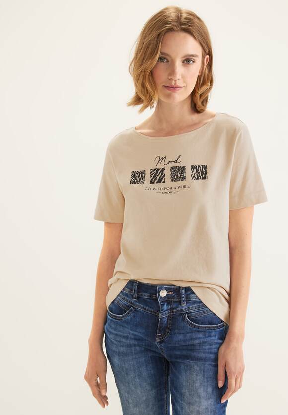 STREET ONE T-Shirt mit Artwork Print Damen - Light Smooth Sand | STREET ONE  Online-Shop