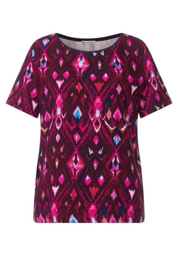 STREET ONE Materialmix T-Shirt Damen - Tamed Berry | STREET ONE Online-Shop