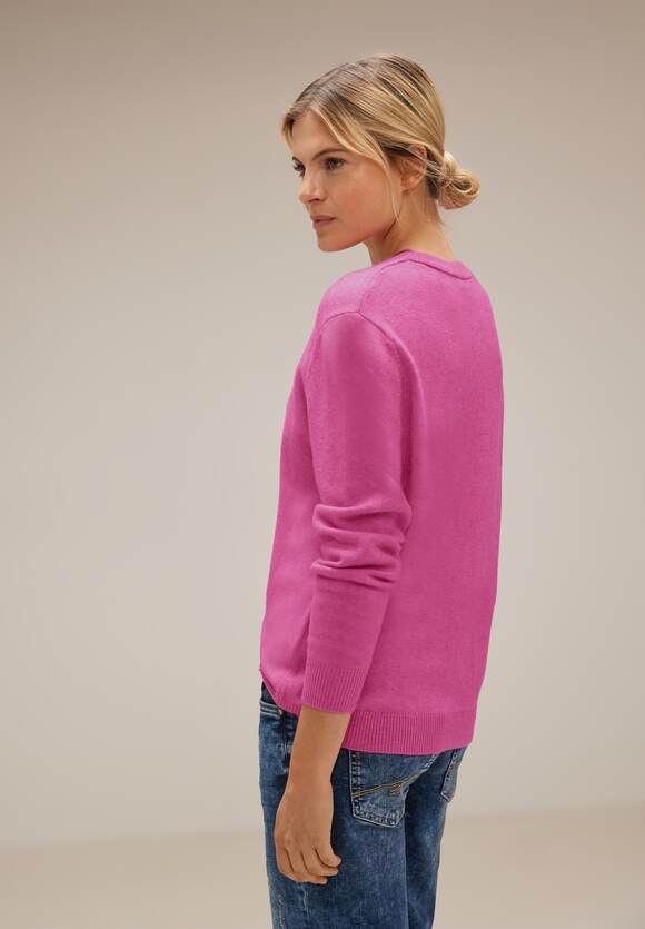 STREET ONE V-Neck Pullover Damen - Carmine Rose Melange | STREET ONE  Online-Shop