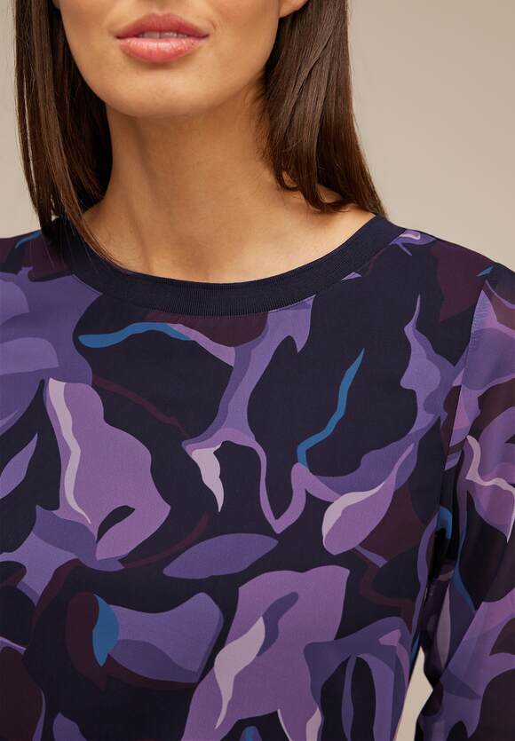 Online-Shop Shirt | Materialmix STREET ONE mit STREET ONE Print - Damen Lupine Lilac