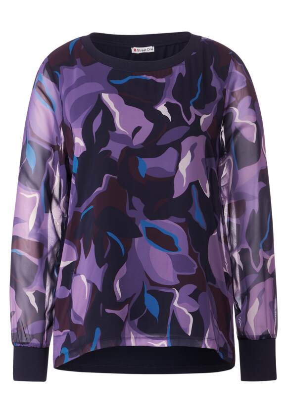 ONE Damen | STREET - STREET ONE Shirt Materialmix Print mit Lilac Lupine Online-Shop