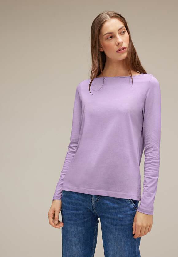 STREET - Pure | Lilac Online-Shop STREET ONE ONE mit Damen Shirt U-Boot-Ausschnitt Soft