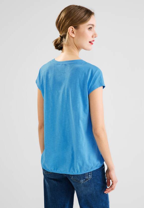 STREET ONE T-Shirt mit Elastiksaum Damen - Splash Blue | STREET ONE  Online-Shop