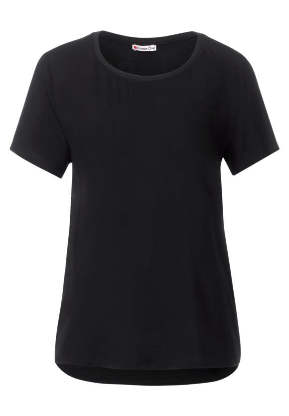 STREET ONE Materialmix T-Shirt Damen | - ONE STREET Black Online-Shop