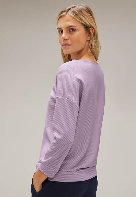 STREET ONE Shirt | - Streifenstruktur mit Pure Soft STREET Lilac Online-Shop Damen ONE