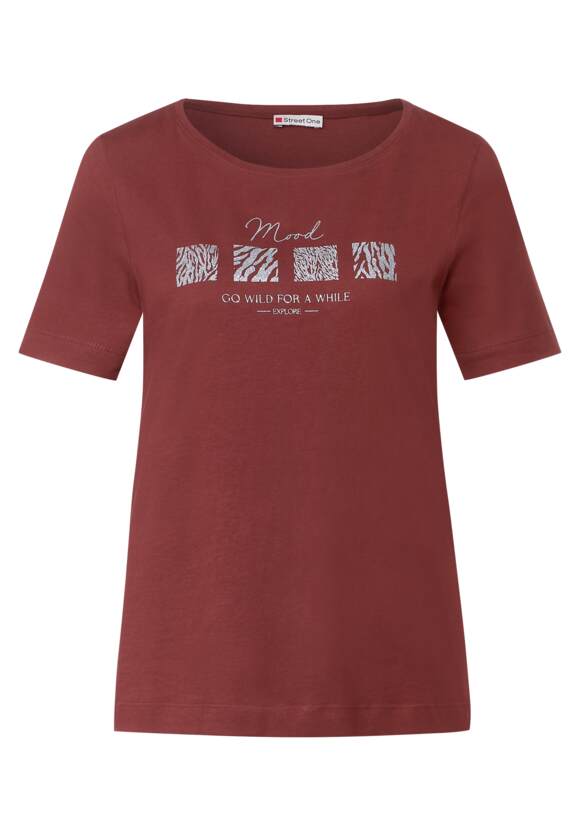 STREET ONE T-Shirt Foxy - mit Red Artwork | Damen Print Dark ONE STREET Online-Shop