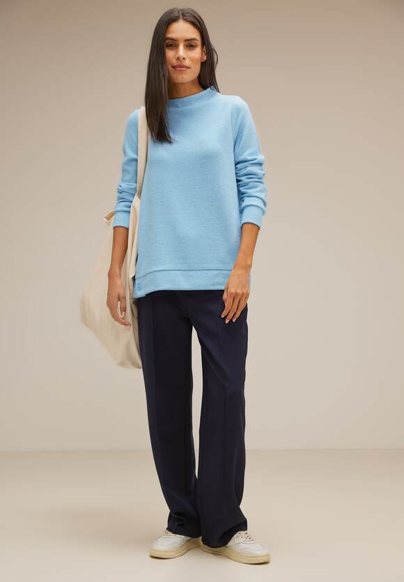 mit STREET - | Aquamarine Blue Knopfdetail Shirt Damen ONE Online-Shop ONE Mel. Cosy Light STREET