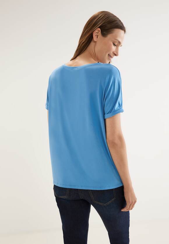 STREET ONE T-Shirt in Unifarbe Damen - Style Crista - Blue Bay | STREET ONE  Online-Shop