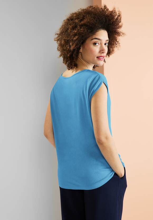 STREET ONE Basic Blue Splash - | ONE in Damen Online-Shop Unifarbe T-Shirt STREET