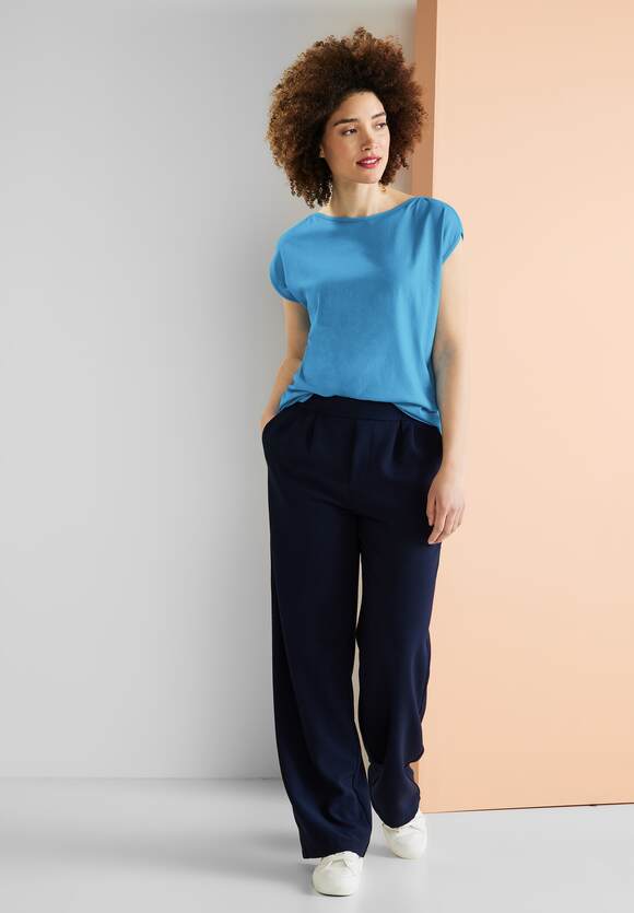 ONE in T-Shirt Online-Shop - | STREET Splash ONE Basic Unifarbe Blue Damen STREET
