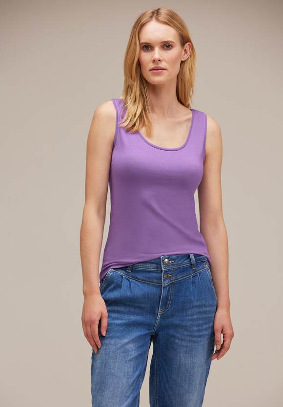 STREET ONE | Anni Top Basic Lilac - Online-Shop ONE Damen in Unifarbe Style - STREET Lupine