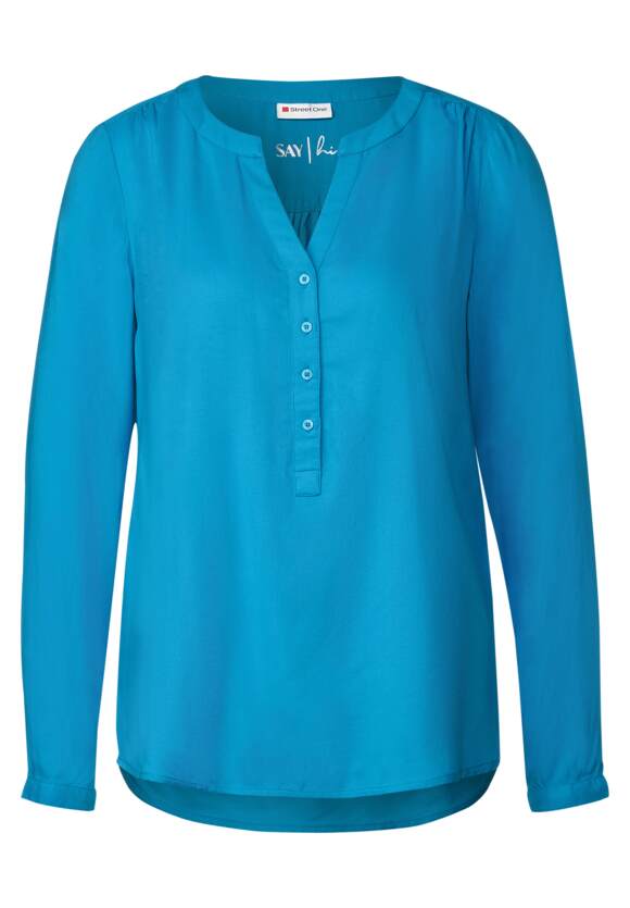 STREET ONE Basic Bluse in Unifarbe Damen - Style Bamika - Aquamarine Blue | STREET  ONE Online-Shop