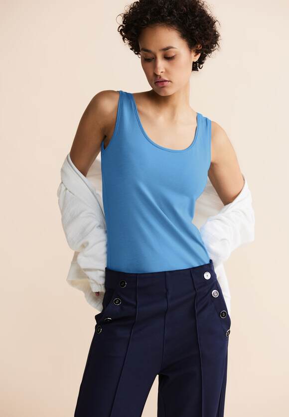 STREET ONE Basic Kurzarmshirt Damen - Style Palmira - Dahlia Blue | STREET  ONE Online-Shop