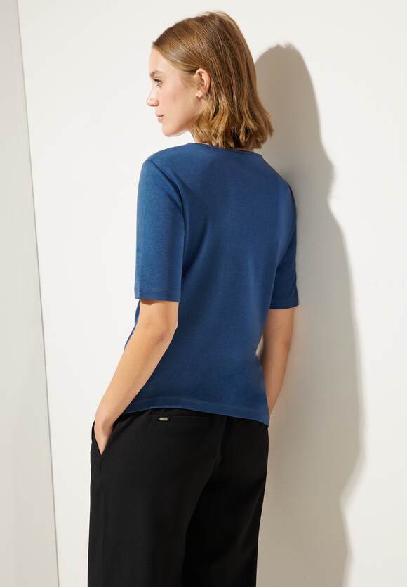 STREET ONE STREET Dahlia Style - ONE Damen - Online-Shop Basic Kurzarmshirt | Blue Palmira