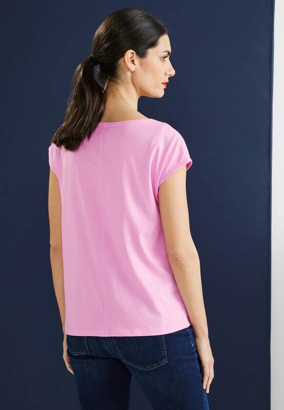 STREET ONE Basic T-Shirt | ONE Damen Wild Wording Rose - STREET mit Online-Shop