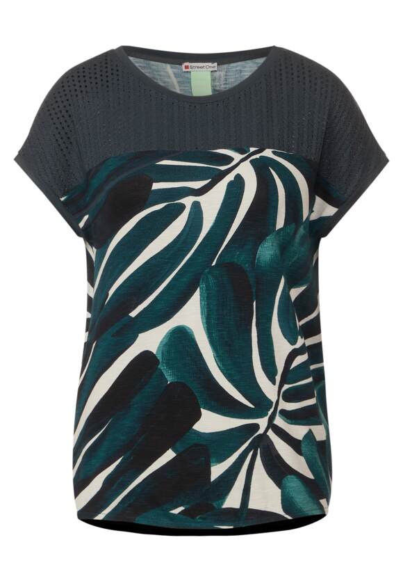 Style - mit Lagoon Online-Shop Vianna Spitzendetail ONE ONE - STREET Damen STREET Printshirt | Green