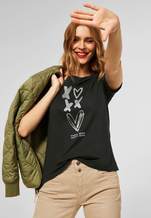 Olive STREET mit Damen Partprint | - Online-Shop Bassy STREET T-Shirt ONE ONE