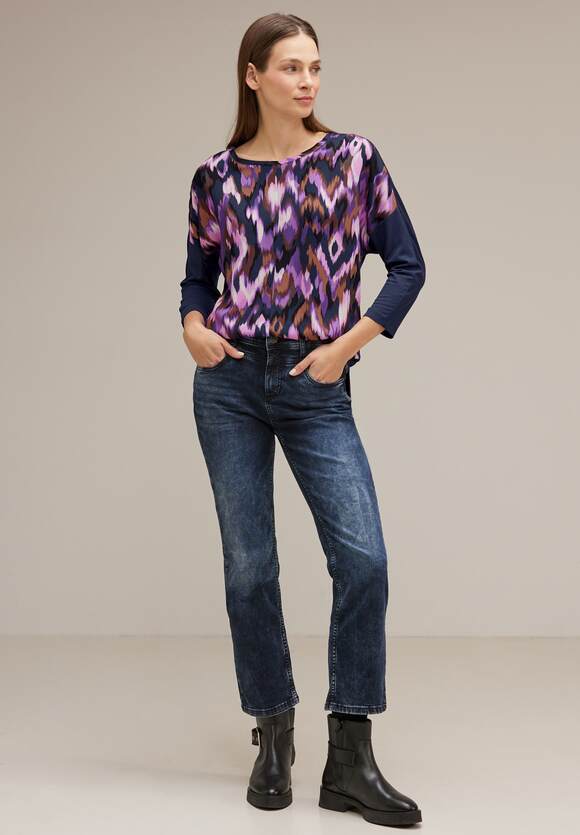 STREET ONE Viskose Bluse mit Damen Lupine Bamika Print Style - - ONE STREET Lilac Online-Shop 
