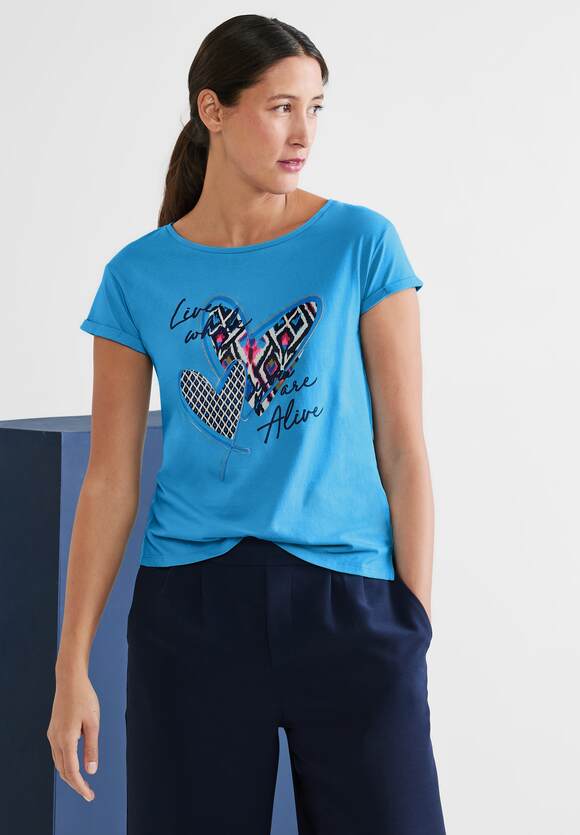 STREET ONE - | mit ONE Damen Kurzarm Print Blue STREET T-Shirt Online-Shop Splash