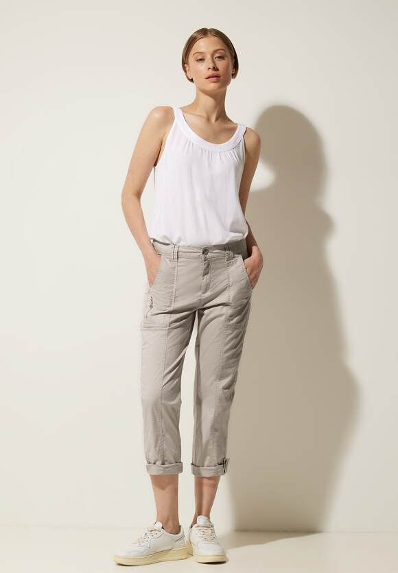 STREET ONE Casual Fit Turn-Up Hose Damen - Style Yulius - Light Stone Sand  | STREET ONE Online-Shop