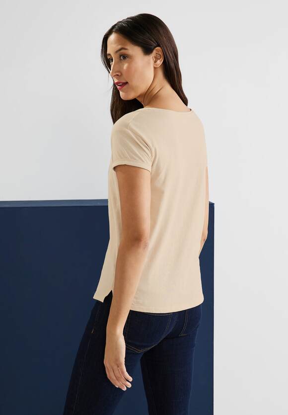 Smooth T-Shirt Online-Shop ONE STREET | STREET Light Damen ONE - mit Kurzarm Print Sand