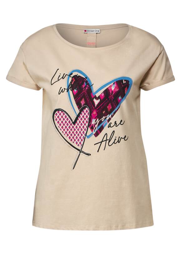 STREET ONE Kurzarm T-Shirt mit Print Damen - Light Smooth Sand | STREET ONE  Online-Shop | T-Shirts