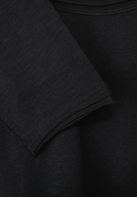 STREET ONE MEN | Herren STREET - Black Langarmshirt in ONE Unifarbe Online-Shop