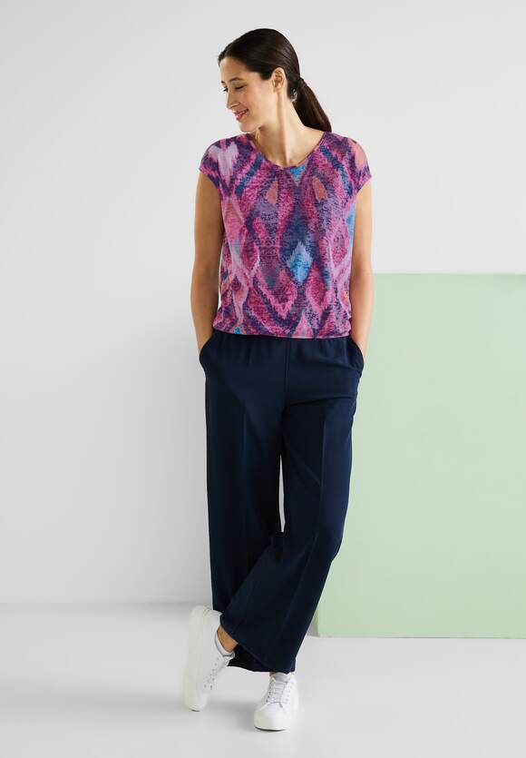 - Online-Shop ONE Damen Shirt ONE STREET Ikat Tamed Print STREET | Multicolor Berry