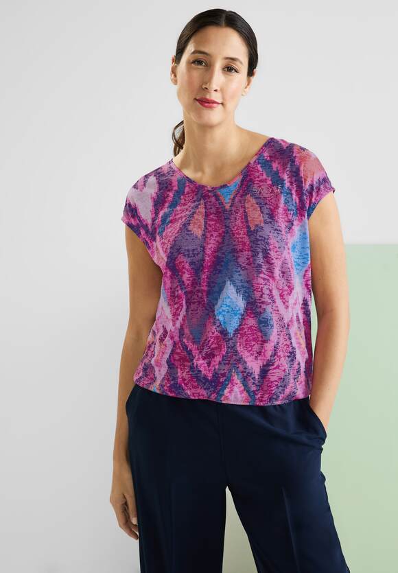 STREET ONE Multicolor Ikat Print ONE Damen Shirt Online-Shop | STREET Tamed Berry 