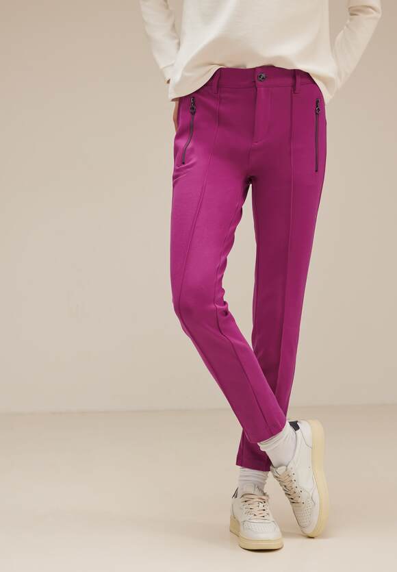 STREET ONE Slim Fit Hose mit Pailetten Damen - Style York - Deep Ruby | STREET  ONE Online-Shop