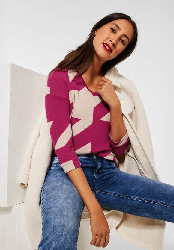 Damen STREET STREET Ellen - Lavish | Softes Shirt - Pink Online-Shop Muster Melange Style ONE mit ONE