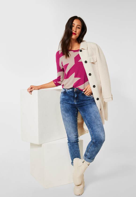 - STREET mit STREET Shirt Damen Melange Online-Shop Muster Ellen - | ONE Lavish Pink Style Softes ONE