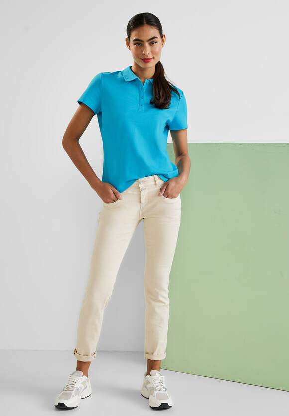 STREET ONE Poloshirt in | ONE Aqua - Unifarbe Splash Online-Shop Damen STREET