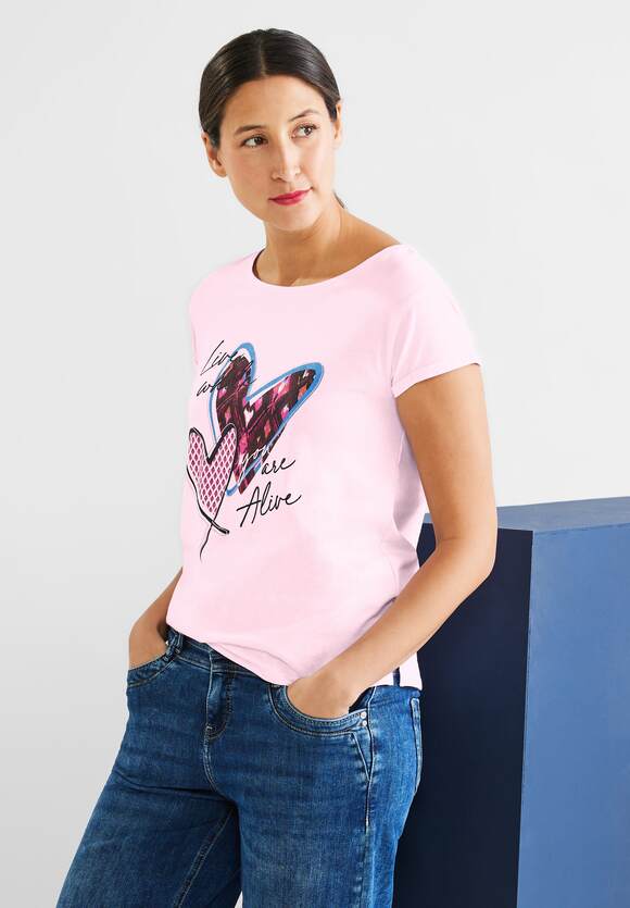 STREET Kurzarm Print ONE Damen ONE Online-Shop STREET mit | T-Shirt Rose - Fresh