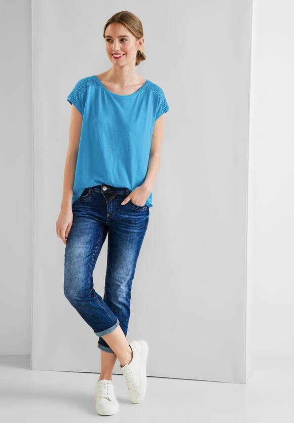 STREET ONE Shirt mit Splash | Blue Spitzeneinsatz STREET ONE Damen Online-Shop 
