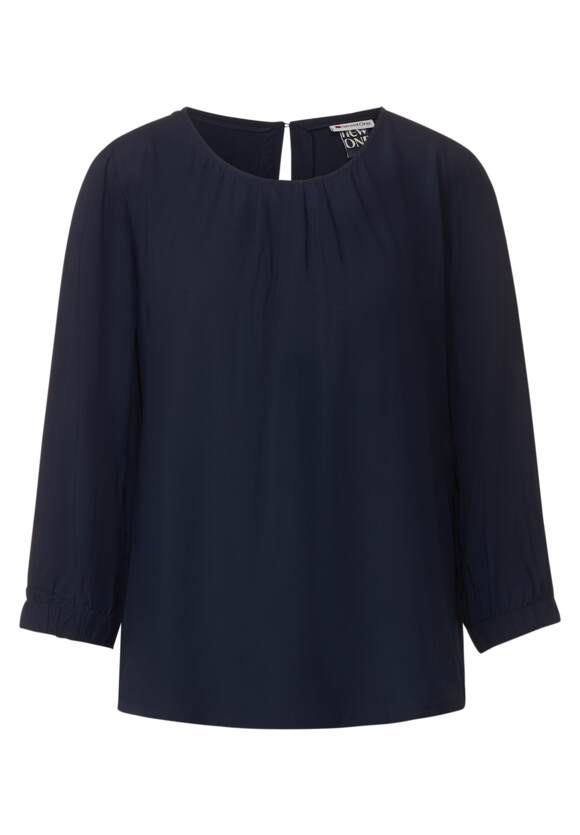 Falten Damen ONE Bluse ONE - STREET Unifarbene mit Online-Shop Blue STREET Deep |