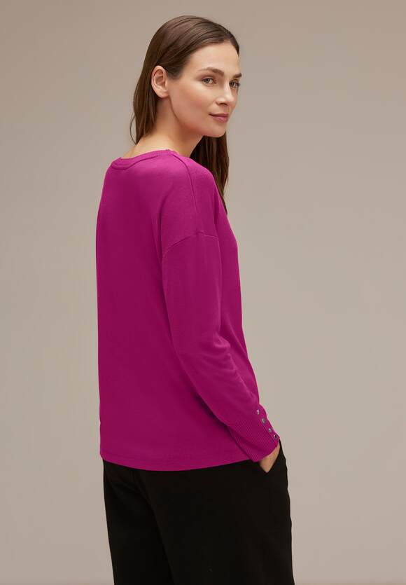 STREET ONE Shirt Cozy mit Online-Shop Bright Pink Knopfdetail | STREET - ONE Damen