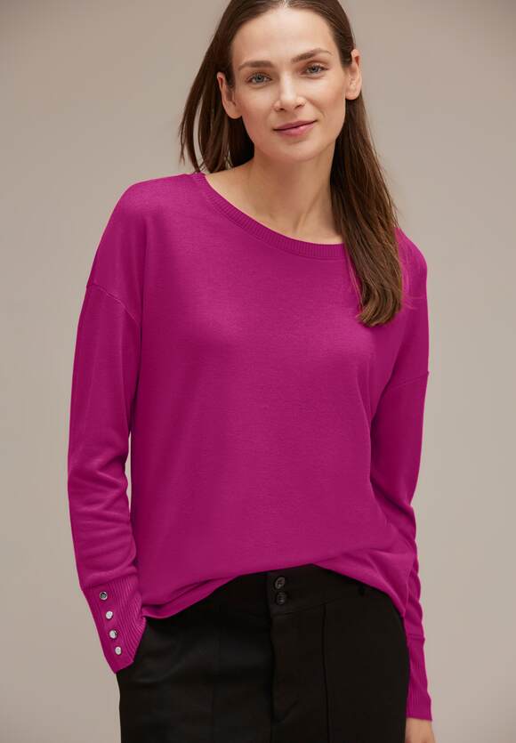 ONE Knopfdetail Online-Shop mit Pink Bright STREET STREET - Cozy ONE Shirt Damen |