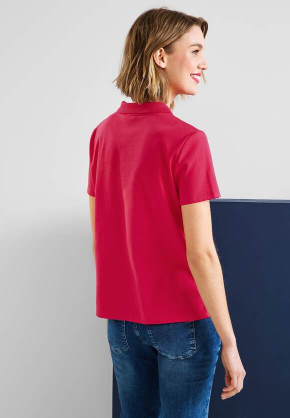 STREET ONE Poloshirt in Unifarbe Damen - Fiesta Red | STREET ONE Online-Shop
