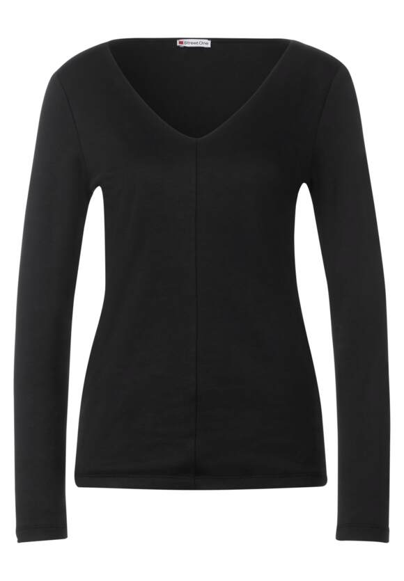STREET ONE V-Ausschnitt Shirt Damen - Style Lanea - Black | STREET ONE  Online-Shop