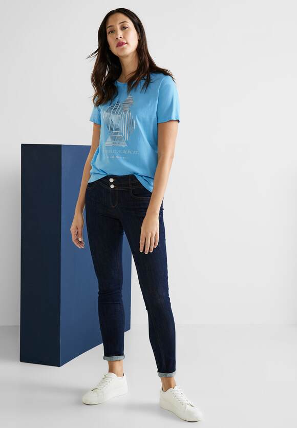 ONE | Splash T-Shirt Online-Shop ONE STREET Folienprint STREET - Blue Damen