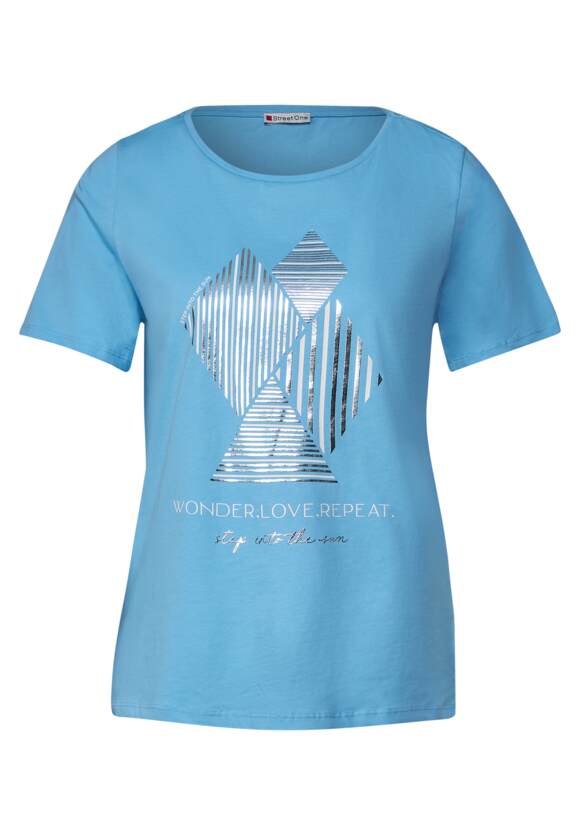 STREET ONE Folienprint T-Shirt Damen - Splash Blue | STREET ONE Online-Shop