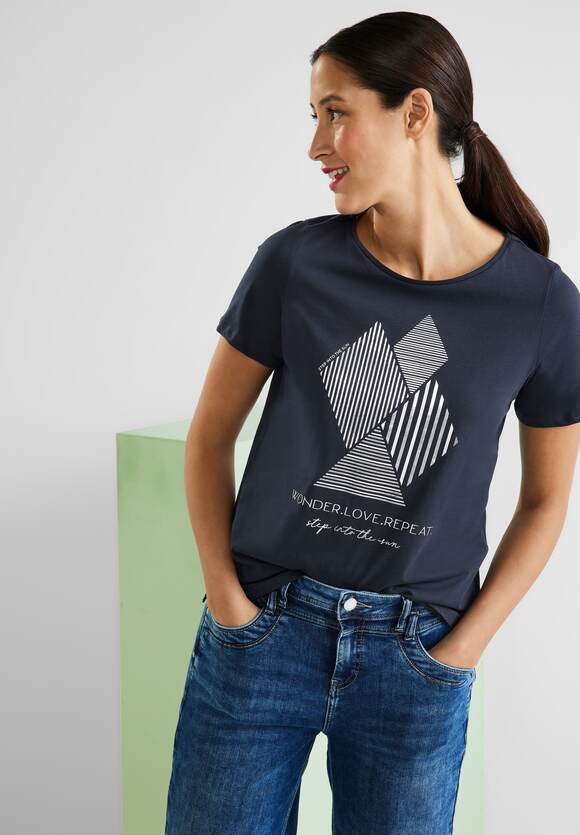 mit STREET STREET Damen Blue - Pailletten Online-Shop ONE Deep T-Shirt ONE |