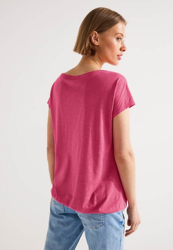 STREET ONE T-Shirt mit Raffungen Damen - Berry Rose | STREET ONE Online-Shop