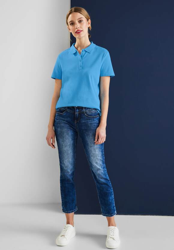 STREET ONE Poloshirt in Unifarbe - Splash Blue STREET Online-Shop Damen | ONE